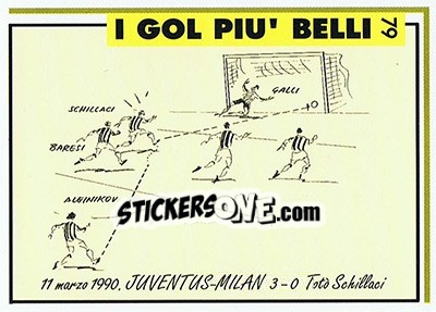 Sticker Juventus-Milan 3-0 (1990; Schillaci) - Juventus Turin 1992-1993 n. 79 - Masters Cards