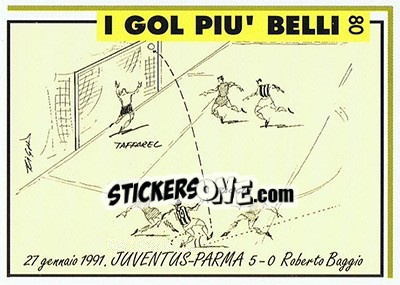 Figurina Juventus-Parma 5-0 (1991; R.Baggio) - Juventus Turin 1992-1993 - Masters Cards