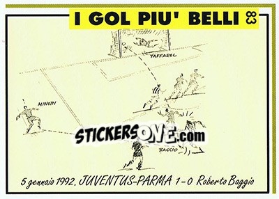 Sticker Juventus-Parma 1-0 (1992; R.Baggio) - Juventus Turin 1992-1993 n. 83 - Masters Cards