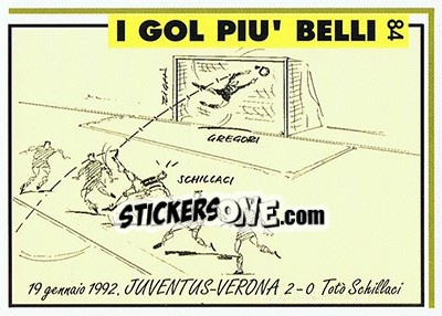 Sticker Juventus-Verona 2-0 (1992; Schillaci) - Juventus Turin 1992-1993 n. 84 - Masters Cards
