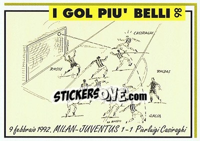 Sticker Milan-Juventus 1-1 (1992; Casiraghi) - Juventus Turin 1992-1993 n. 86 - Masters Cards