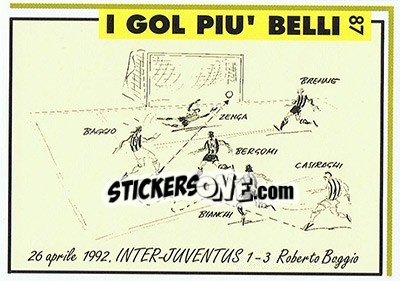 Sticker Inter-Juventus 1-3 (1992; R.Baggio) - Juventus Turin 1992-1993 n. 87 - Masters Cards