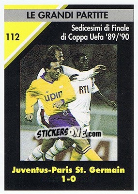 Figurina Juventus-Paris St. Germain 1-0  1989/90 - Juventus Turin 1992-1993 - Masters Cards