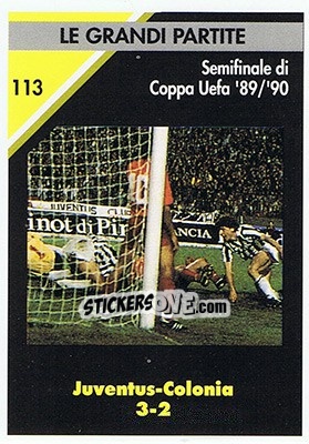 Sticker Juventus-Colonia (FC Koln) 3-2  1989/90 - Juventus Turin 1992-1993 n. 113 - Masters Cards