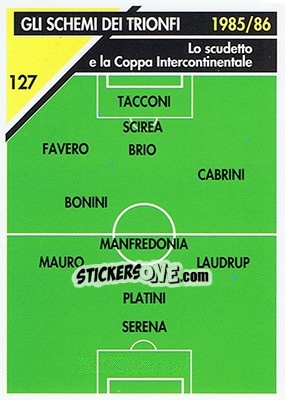 Cromo Lo scudetto 1985/86 - Juventus Turin 1992-1993 - Masters Cards