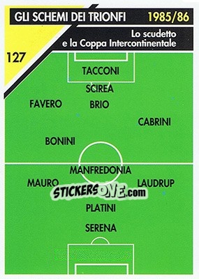 Sticker Lo scudetto 1985/86 - Juventus Turin 1992-1993 n. 127 - Masters Cards