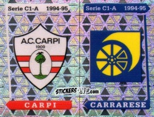 Sticker Stemma Carpi / Carrarese - Calciatori 1994-1995 n. 555 - Panini