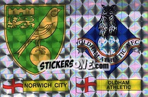 Sticker Norwich City / Oldham Athletic Badge - UK Football 1985-1986 n. 424 - Panini
