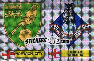 Sticker Norwich City / Oldham Athletic Badge - UK Football 1985-1986 - Panini