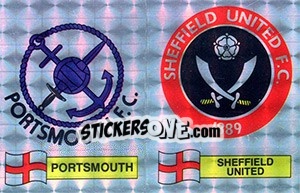 Cromo Portsmouth / Sheffield United Badge - UK Football 1985-1986 - Panini