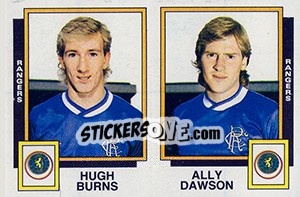 Sticker Hugh Burns / Ally Dawson - UK Football 1985-1986 - Panini