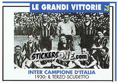 Sticker Campione D'Italia 1930 - Inter Milan 1992-1993 n. 72 - Masters Cards