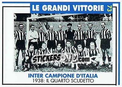 Sticker Campione D'Italia 1938 - Inter Milan 1992-1993 - Masters Cards