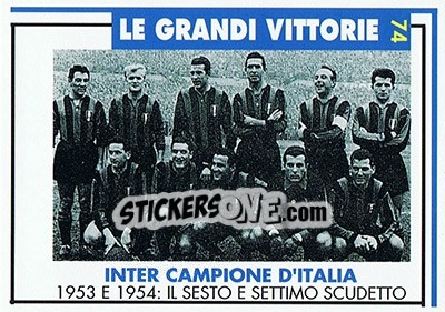 Sticker Campione D'Italia 1953, 1954 - Inter Milan 1992-1993 n. 74 - Masters Cards