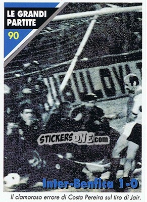 Sticker Inter-Benfica 1-0  27.05.1965 - Inter Milan 1992-1993 - Masters Cards