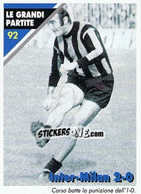 Sticker Inter-Milan 2-0  07.03.1971 - Inter Milan 1992-1993 n. 92 - Masters Cards