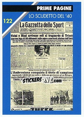 Figurina Lo scudetto del '40 - Inter Milan 1992-1993 - Masters Cards
