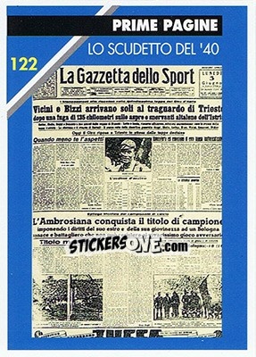 Sticker Lo scudetto del '40 - Inter Milan 1992-1993 n. 122 - Masters Cards