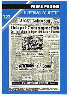 Figurina Il settimo scudetto - Inter Milan 1992-1993 - Masters Cards
