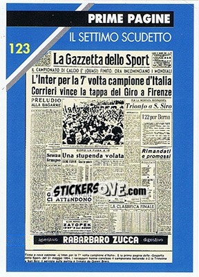 Sticker Il settimo scudetto - Inter Milan 1992-1993 n. 123 - Masters Cards
