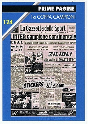 Sticker 1a coppa campioni - Inter Milan 1992-1993 n. 124 - Masters Cards