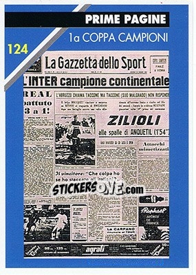 Sticker 1a coppa campioni - Inter Milan 1992-1993 - Masters Cards