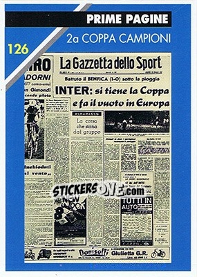 Figurina 2a coppa campioni - Inter Milan 1992-1993 - Masters Cards
