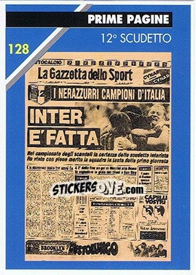 Sticker 12o scudetto - Inter Milan 1992-1993 n. 128 - Masters Cards