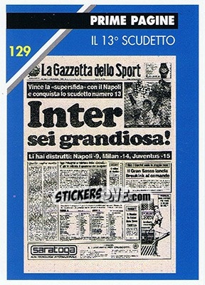 Sticker Il 13o scudetto - Inter Milan 1992-1993 n. 129 - Masters Cards