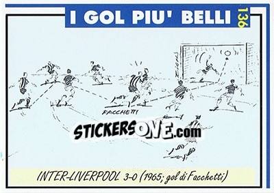 Sticker Inter-Liverpool 3-0 (1965; Facchetti) - Inter Milan 1992-1993 - Masters Cards