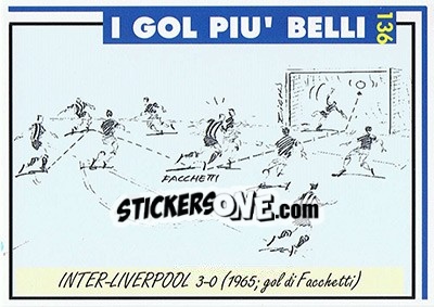 Sticker Inter-Liverpool 3-0 (1965; Facchetti) - Inter Milan 1992-1993 n. 136 - Masters Cards