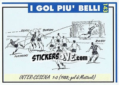 Sticker Inter-Cesena 1-0 (1988; Matteoli) - Inter Milan 1992-1993 n. 143 - Masters Cards