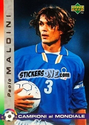 Sticker Paolo Maldini - Dixan Campioni al Mondiale 1998 n. 3 - Upper Deck