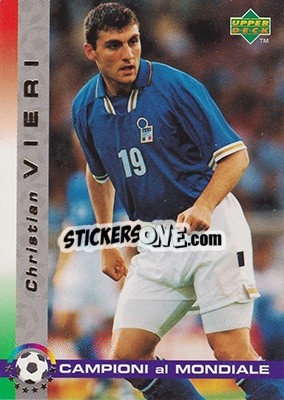 Sticker Christian Vieri - Dixan Campioni al Mondiale 1998 - Upper Deck
