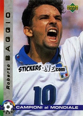 Figurina Roberto Baggio - Dixan Campioni al Mondiale 1998 - Upper Deck