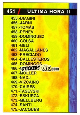 Sticker Índice Ultima Hora II - Las Fichas De La Liga 1998-1999 n. 454 - Mundicromo