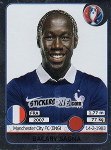 Sticker Bacary Sagna - UEFA Euro France 2016. Star Edition (Swiss edition) n. 19 - Panini