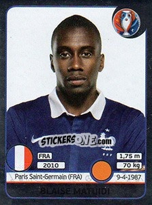 Sticker Blaise Matuidi - UEFA Euro France 2016. Star Edition (Swiss edition) n. 28 - Panini