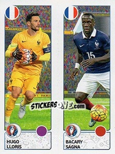 Sticker Hugo Lloris / Bacary Sagna - UEFA Euro France 2016. Star Edition (Swiss edition) n. 38 - Panini