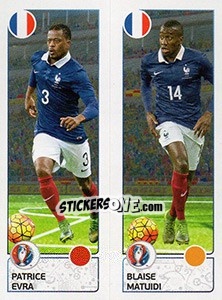 Sticker Patrice Evra / Blaise Matuidi - UEFA Euro France 2016. Star Edition (Swiss edition) - Panini