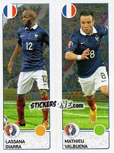 Sticker Lassana Diarra / Mathieu Valbuena - UEFA Euro France 2016. Star Edition (Swiss edition) - Panini