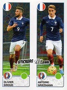 Sticker Olivier Giroud / Antoine Griezmann - UEFA Euro France 2016. Star Edition (Swiss edition) n. 42 - Panini