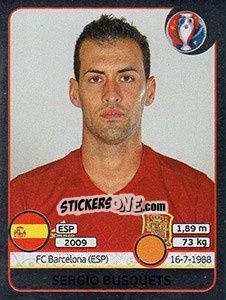 Figurina Sergio Busquets - UEFA Euro France 2016. Star Edition (Swiss edition) - Panini