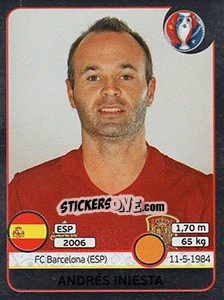 Sticker Andrés Iniesta - UEFA Euro France 2016. Star Edition (Swiss edition) n. 363 - Panini