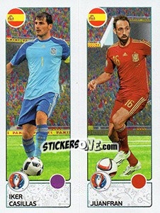 Sticker Iker Casillas / Juanfran - UEFA Euro France 2016. Star Edition (Swiss edition) n. 374 - Panini