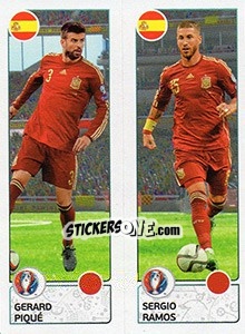 Sticker Gerard Piqué / Sergio Ramos - UEFA Euro France 2016. Star Edition (Swiss edition) n. 375 - Panini