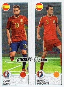 Sticker Jordi Alba / Sergio Busquets - UEFA Euro France 2016. Star Edition (Swiss edition) n. 376 - Panini