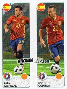 Sticker Cesc Fàbregas / Santi Cazorla - UEFA Euro France 2016. Star Edition (Swiss edition) - Panini