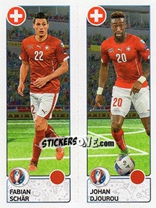 Sticker Fabian Schär / Johan Djourou - UEFA Euro France 2016. Star Edition (Swiss edition) - Panini