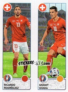 Sticker Ricardo Rodríguez / Granit Xhaka - UEFA Euro France 2016. Star Edition (Swiss edition) - Panini